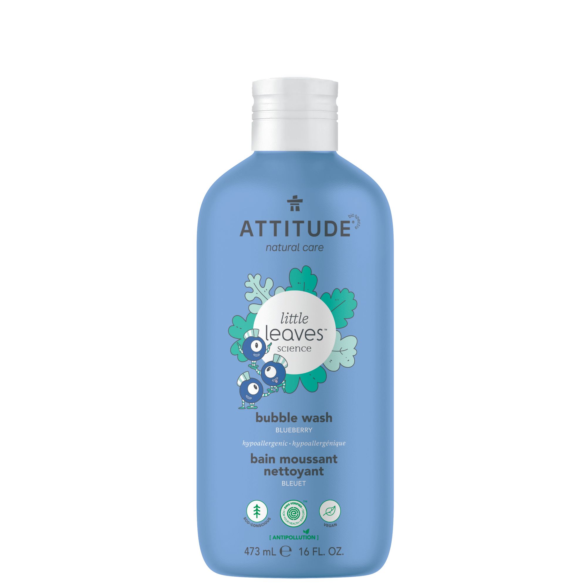 ATTITUDE Little Leaves Bubble Wash, Blueberry