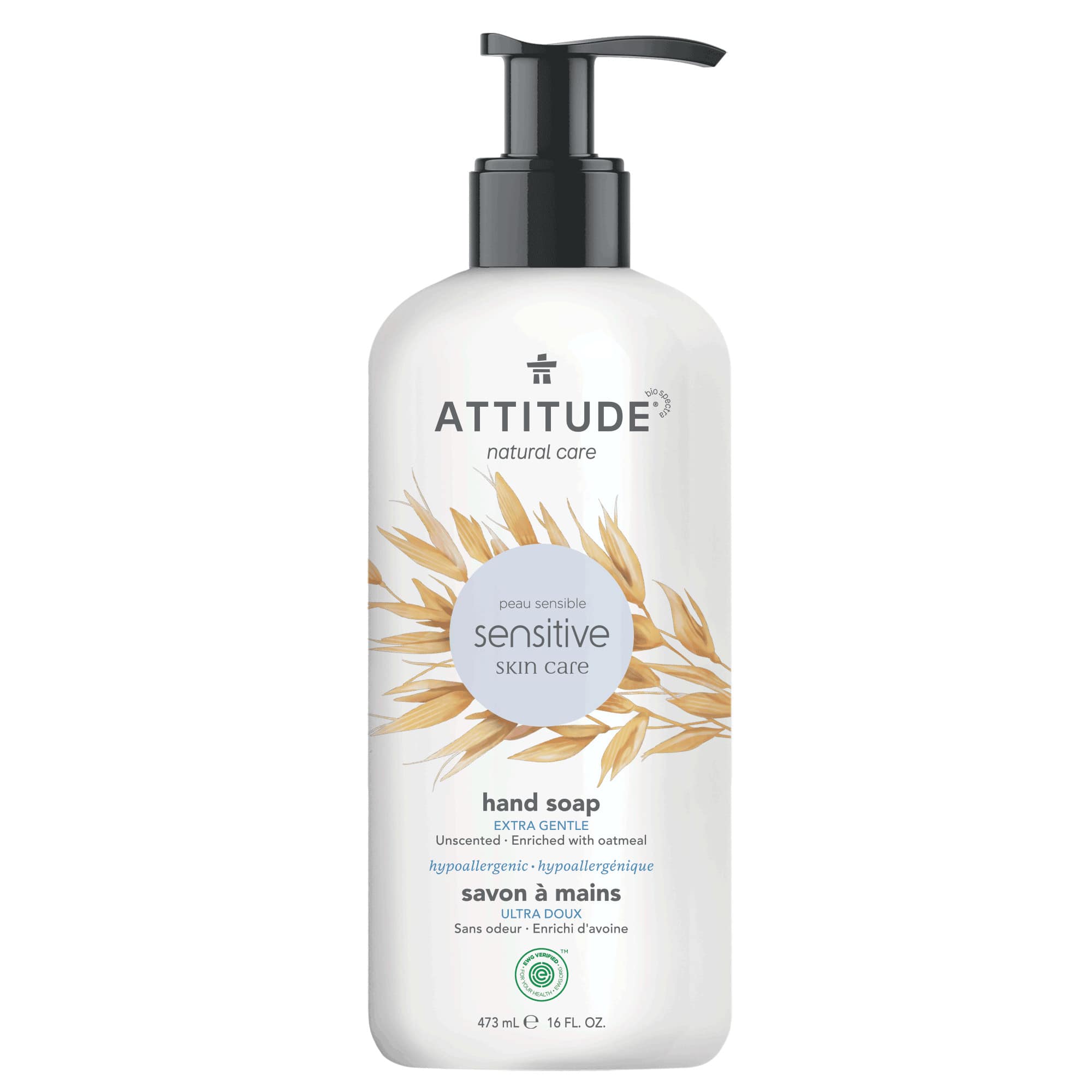 ATTITUDE Sensitive Skin Hand Soap, Fragrance-Free