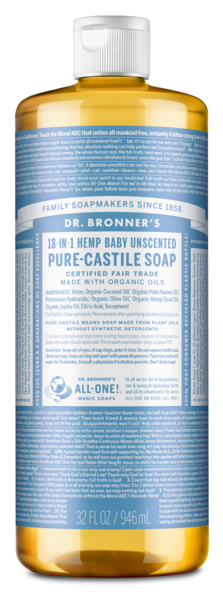 Dr. Bronner's 18-in-1 Hemp Pure-Castile Soap, Baby Unscented 